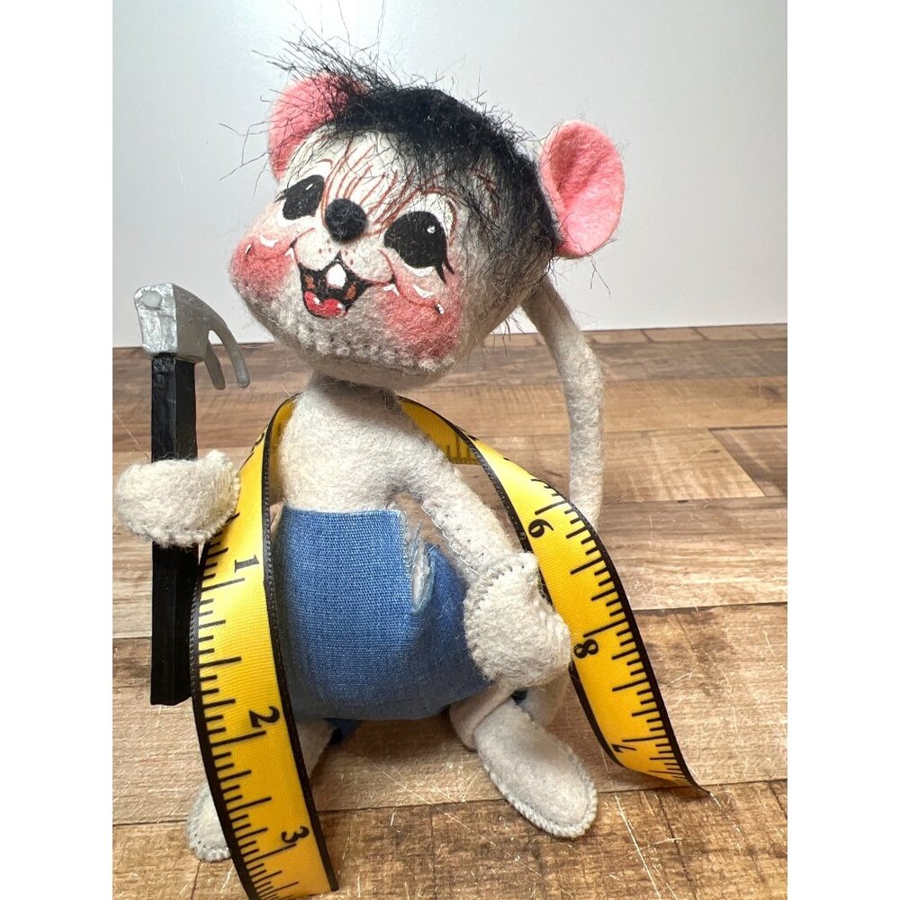 RARE Adorable Annalee Carpenter Mouse Doll With Hammer & Measuring Tape 210800